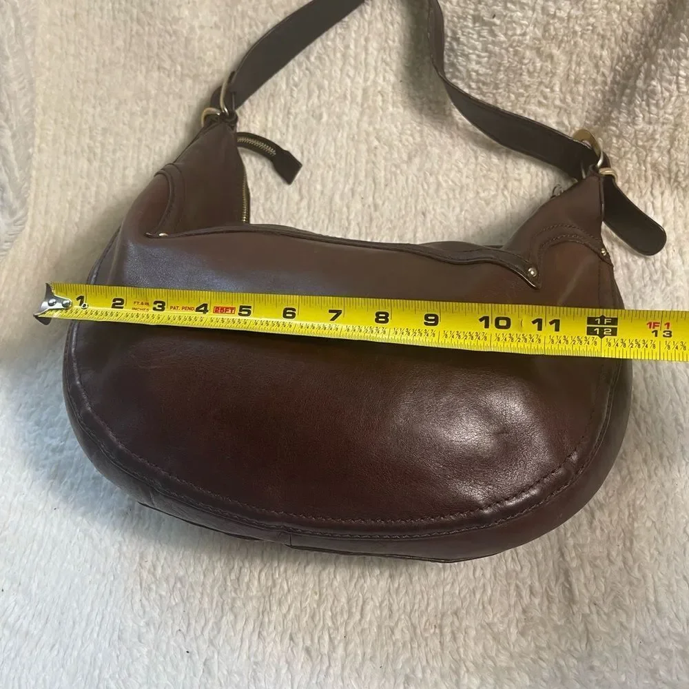 Michael Kors leather dark Brown large hobo bag gold studs accent& hardwares